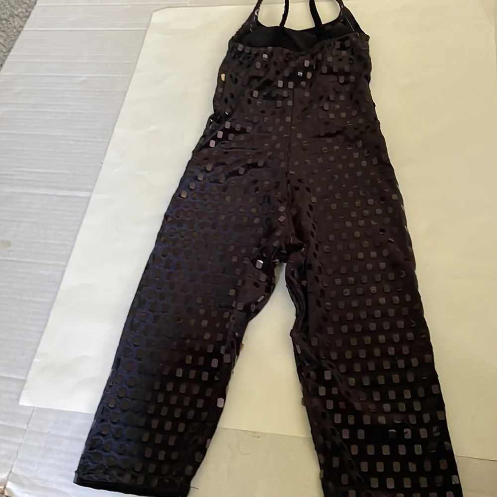 Dance costume black sequins custom Capri length youth Large